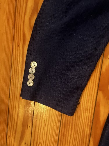 VINTAGE Bacharach Blazer Sport Coat 3 Button Jacket Size 41R Silk Suit Blue - Picture 6 of 10