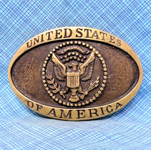 United States Of America Seal Belt Buckle Eagle E Pluribus Unum Vtg 80s .NOX358 - Picture 2 of 9