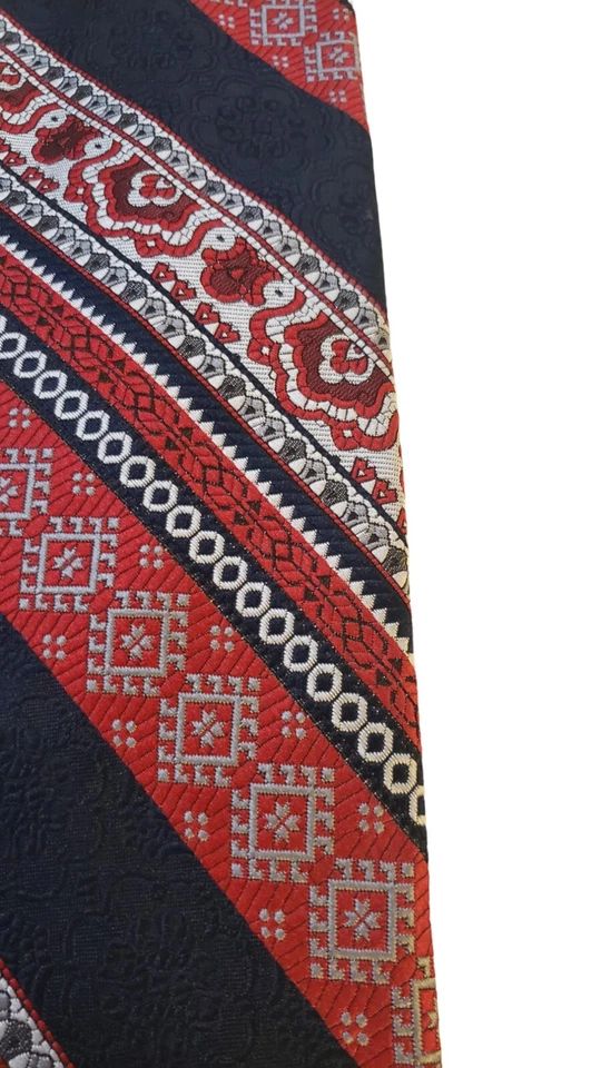 Corbata retro abuelo vintage Brittania para hombre años 70 azul rojo blanco estampado a rayas Foto 3 de 4