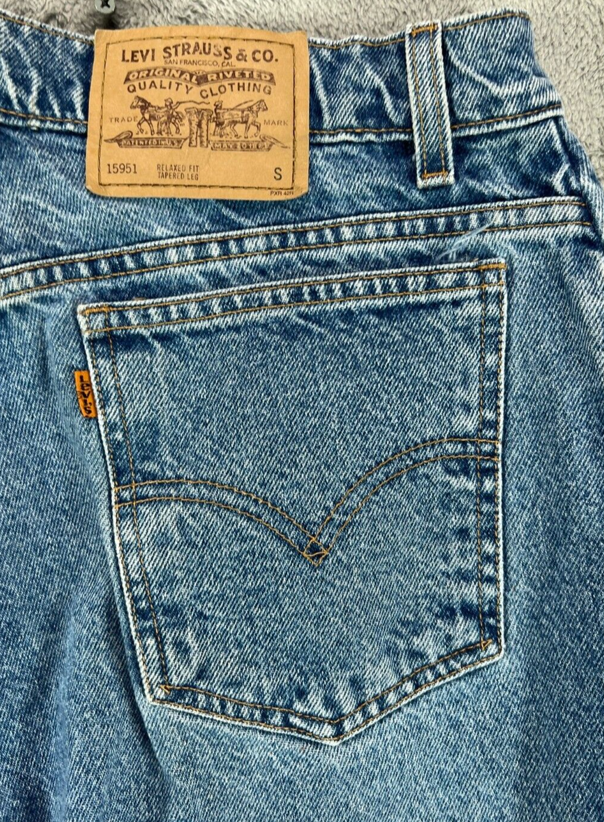 90s Levis 951 Jeans VTG Orange Tab Relaxed Tapered Leg Stone Wash