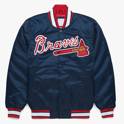 MLB 80 Vintage Satin Atlanta Braves Varsity Baseball Jacket Embroidery Logos