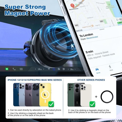 Wireless Electric Vacuum Magnetic Suction Car Phone Mount 360° Phone Holder USA* - Picture 3 of 12