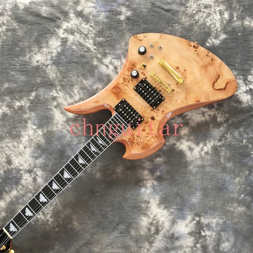 Mockingbird Exotic Classic Electric Guitar Natural Burl Tree Black HH Pickups