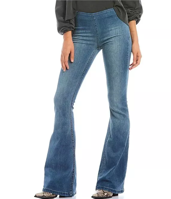 Flare leg pull on cheap jeans