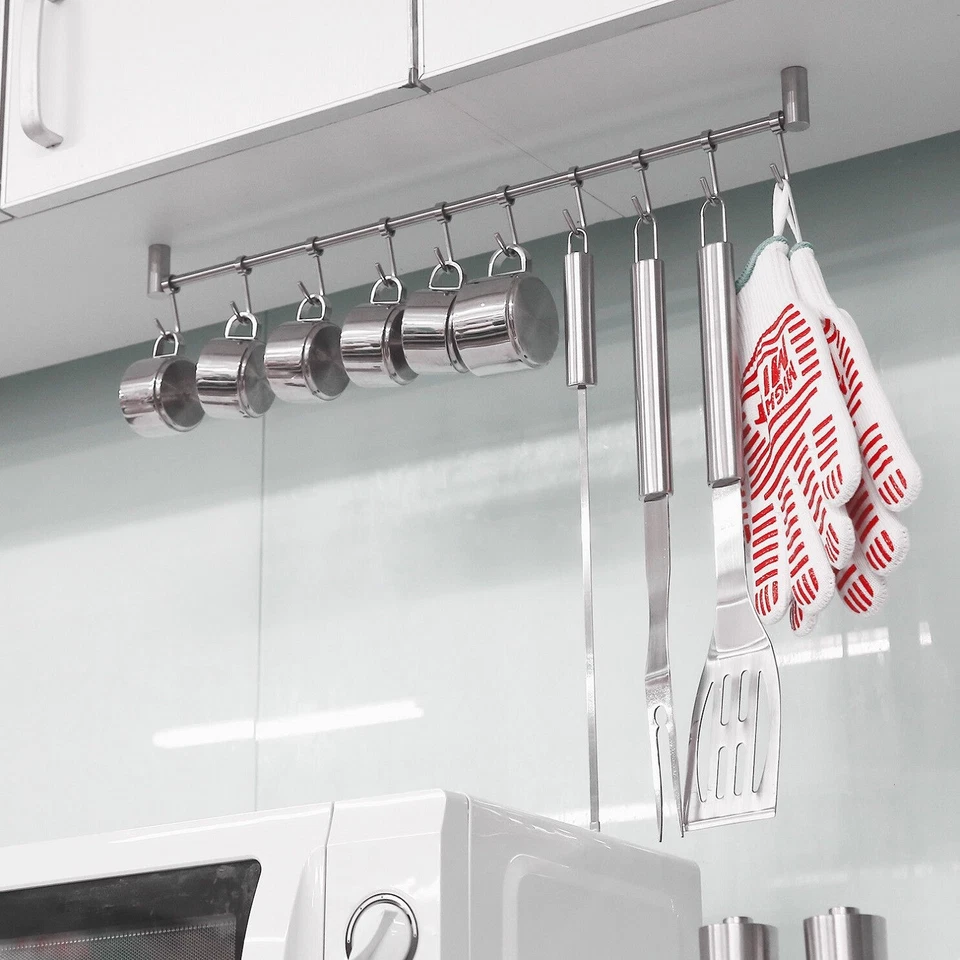 Edelstahl Hakenleiste Küchenleiste Relingleiste Küchentuch Kochlöffel Halter - Bild 2 von 4