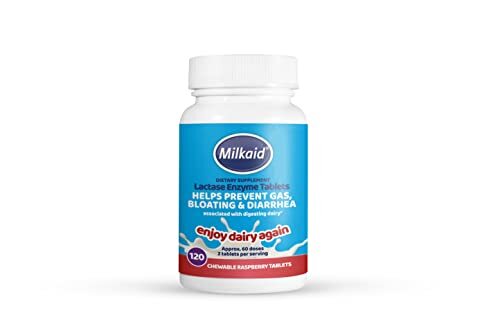 Milkaid Lactase Enzyme Chewable Tablets for Lactose Intolerance Relief |