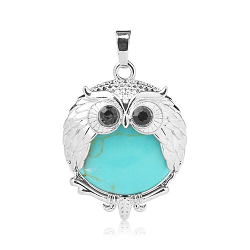 Piedra preciosa natural cuarzo cristal búhos colgante mujer collar joyería - Imagen 28 de 35