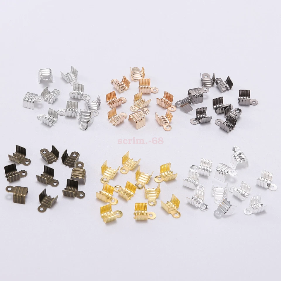 200Pcs Clasps Cord End Caps Leather Clip Tip Fold Crimp Jewelry Making 3-8mm - image 4 of 4