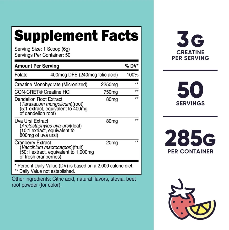 Nutricost Creatine Monohydrate Powder for Women Strawberry Lemonade, 50 Servings - Image 2 of 4