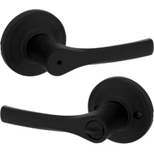 New Kwikset Henley Matte Black Bed/Bath Privacy Door Handle Featuring Microban