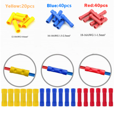 100x Stossverbinder isoliert Set 40 rot 40 blau 20 gelb