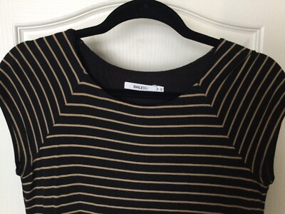 Bailey 44 Dress black stripe vegan faux leather bottom M | eBay