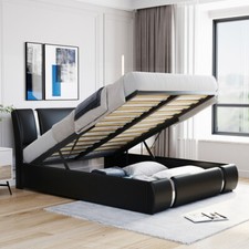 Upholstered Faux Leather Platform Bed Frames with a Hydraulic Storage System USA