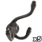 TRIPLE COAT HOOK X5 Antique Cast Iron Hat Scarf Traditional Victorian Hangers UK