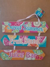Sweet Summer Fruit Stand Juice Bar Triple Layered Hanging Wall Sign Pool Decor 