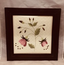 Floral Pink Green embroidery framed hanging wall decoration 11