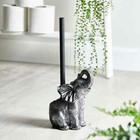 New Antique Silver Finish Ornate Elephant Toilet Brush Bathroom Decor M-21