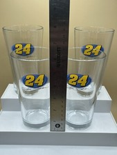 JEFF GORDON #25 SET OF 4 NASCAR BEER CUPS GLASSES Pint Glass VTG Read No Chips
