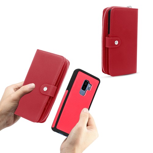 Custodia a portafoglio staccabile in pelle con cerniera per Samsung Galaxy Note 8 S9 S9 Plus - Foto 58 di 59