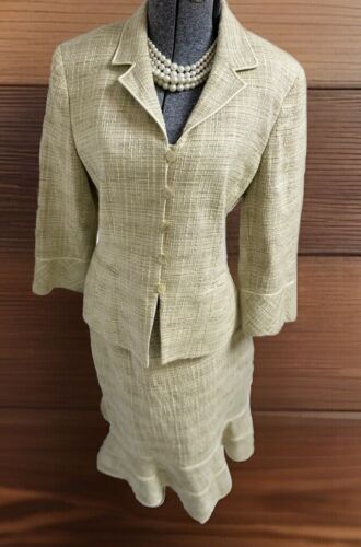Kasper Skirt Suit Size Petite 12P Fits Like 10P Two Piece Set Cotton Blend Flare