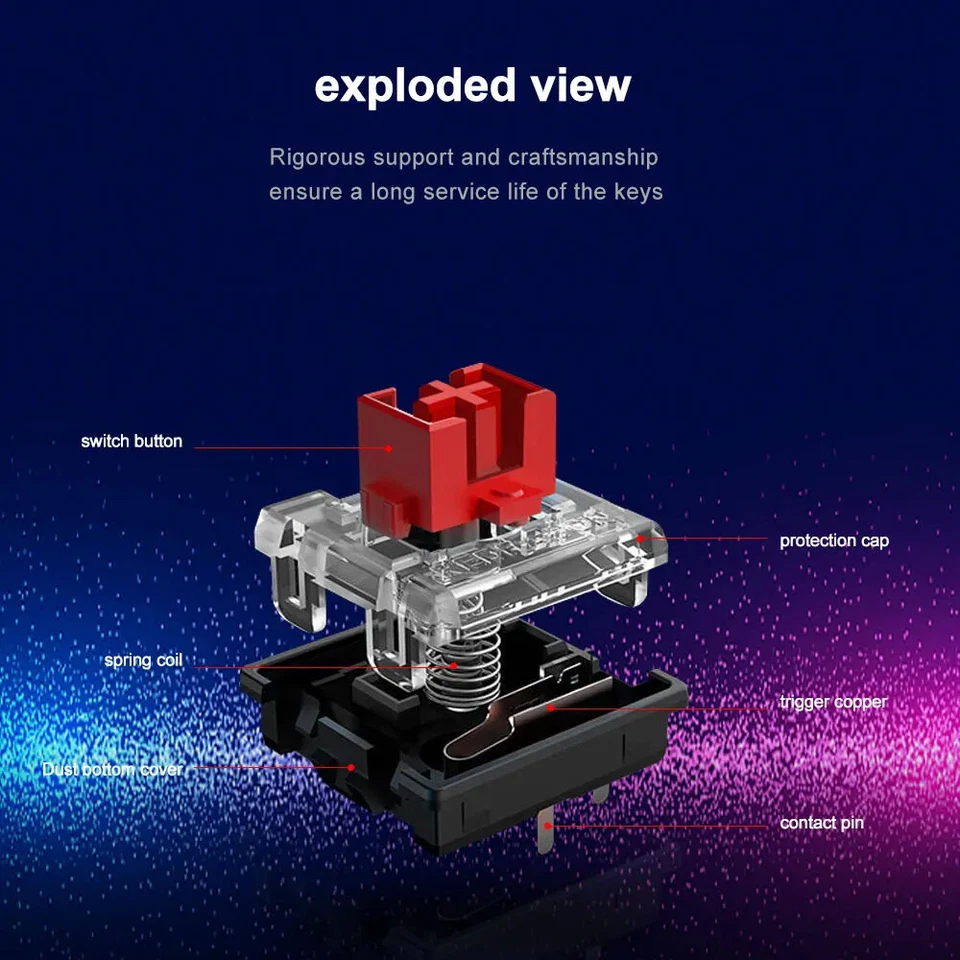 REDRAGON SMD RGB MX Low Profile 5.5mm Switch 3Pin Clicky Linear Tactile - Image 4 of 4