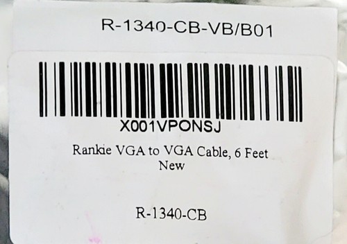 New Rankie VGA to VGA Monitor Cable 6 Feet R-1340-CB New VGA to VGA Cable - Picture 2 of 5