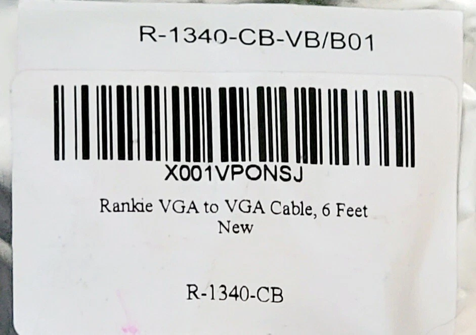 New Rankie VGA to VGA Monitor Cable 6 Feet R-1340-CB New VGA to VGA Cable - Image 2 of 4