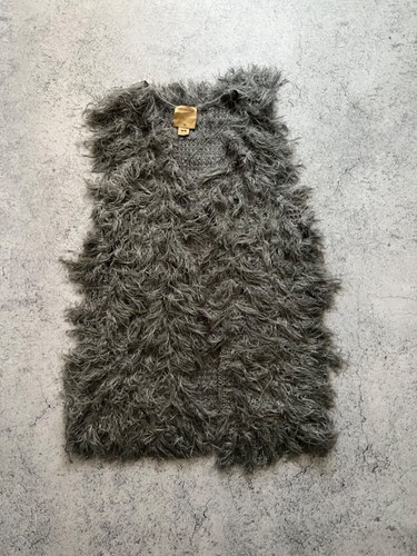 True Religion Faux Fur Hairy Vest Womens Y2K Size Medium Grey Sleeveless Casual - 第 1/21 張圖片