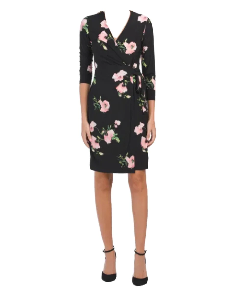 Anne klein top black wrap dress