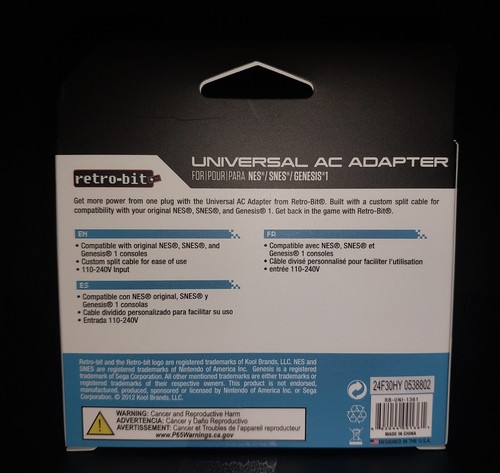 Retro-bit AC Adapter Nintendo NES, SNES, Sega Genesis, Super Famicom NEW Sealed - Picture 2 of 8