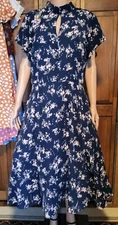 NWT Unique Vintage 1940's/50's Baltimore Swing Dress XL-14 Blue Floral Retro