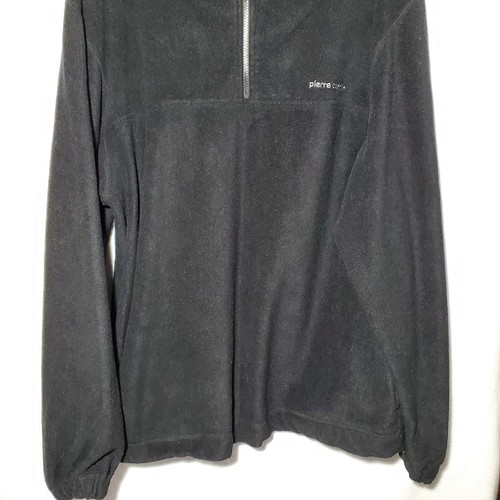Pierre Cardin 1/4 Zip Fleece Shirt Mens Large Pullover Long Sleeve Black Vintage - Picture 2 of 12