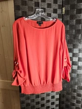 I.N. Studio Long Sleeve Medium Dark Orange Blouse