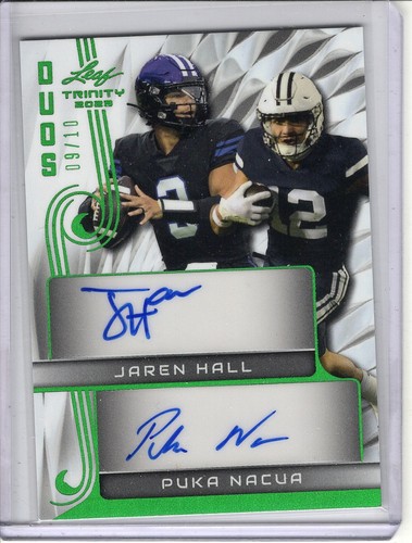 2023 LEAF TRINITY DUOS JAREN HALL/PUKA NACUA ROOKIE/RC 2X-AUTO #9/10 - Picture 1 of 2