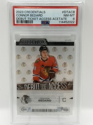 2023 UD Credentials Connor Bedard  #DTACB Debut Ticket Access Acetate /149 PSA 8