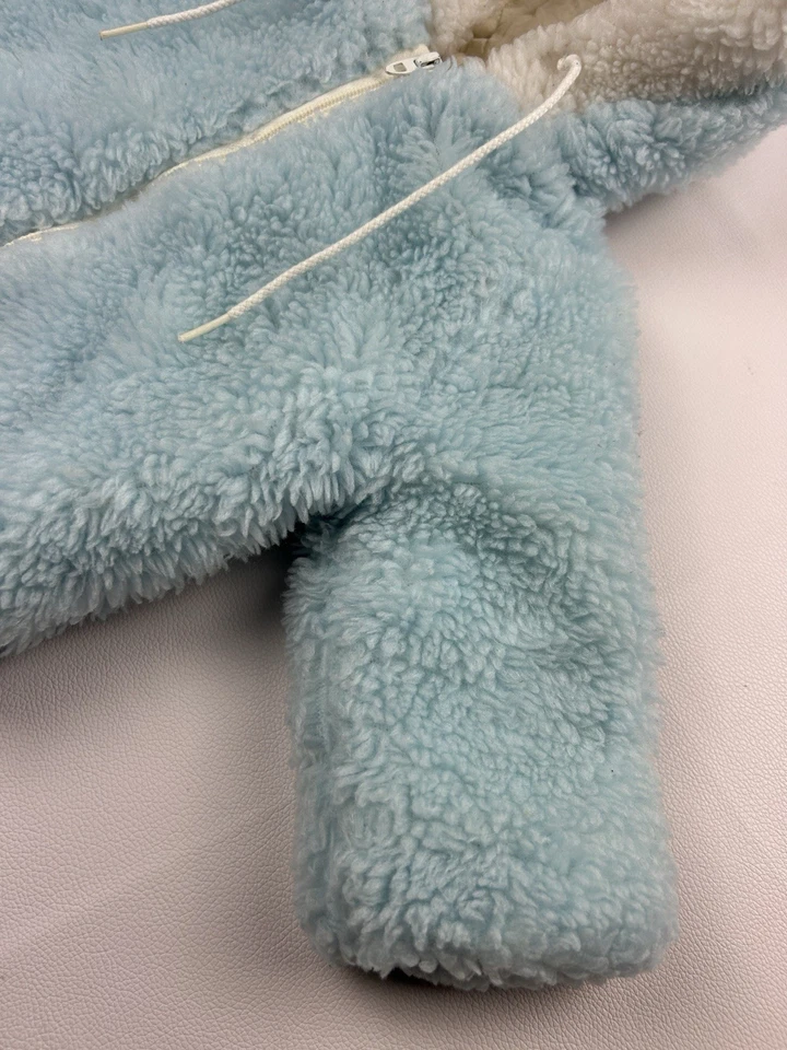 VTG 1960s 1970s Sno-Set by Wonderalls Baby Jacket 12 Mos Blue Fuzzy Hooded Coat - Image 3 of 4
