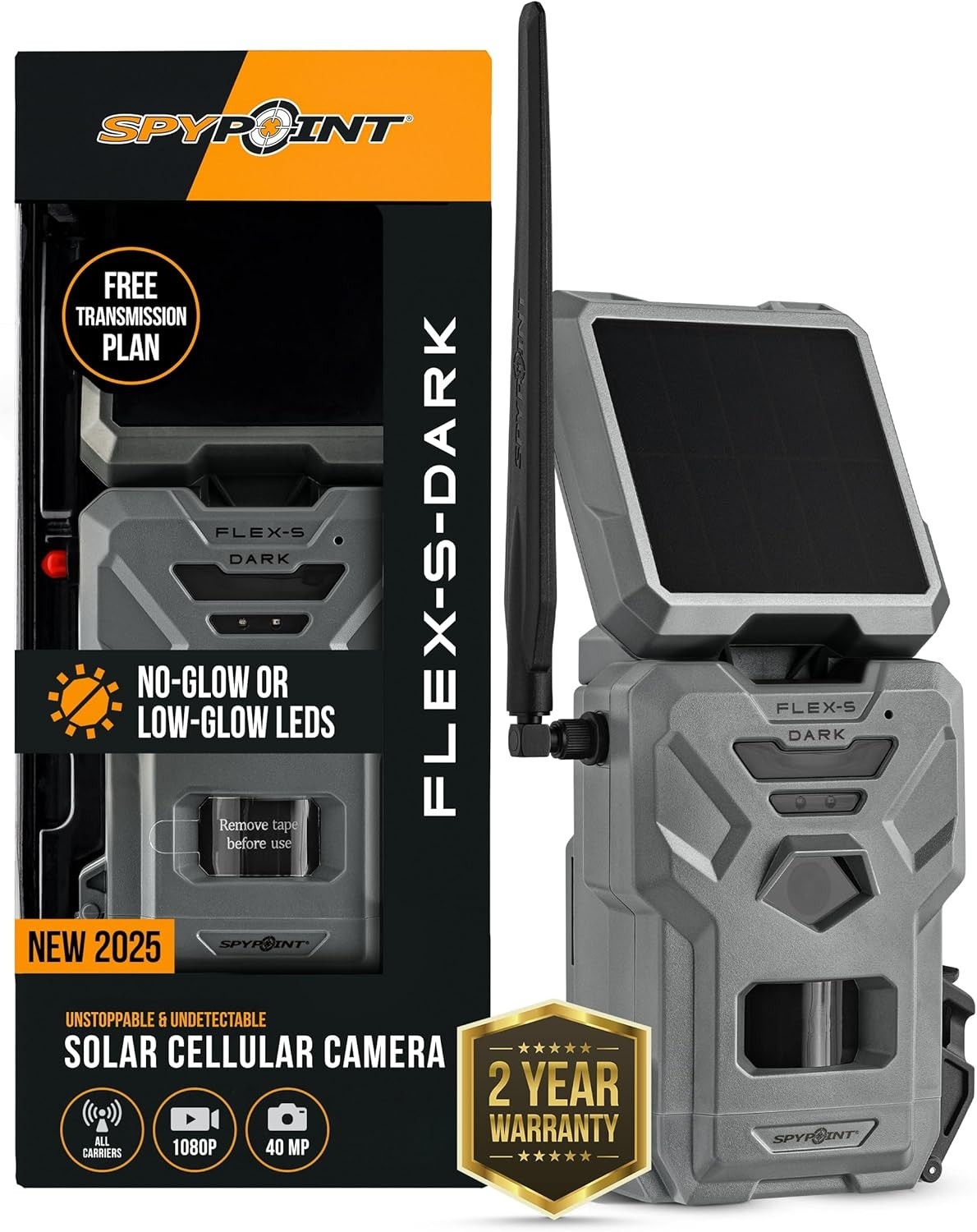 SPYPOINT Flex-S Dark Solar Cellular Trail Camera 40MP, 1080p HD