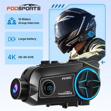 FX60C Motorcycle Helmet Bluetooth Intercom 4K Camera 10 Riders WiFi Fodsports AU