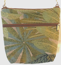 Danny K Beverly Hills Crossbody Purse Bag Tote Tapestry Art Green Leaves Zip USA