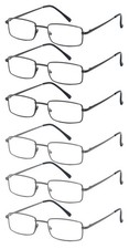 6Pack Metal Reading Glasses for Men Women Spring Hinge Readers Clear Lens Non...