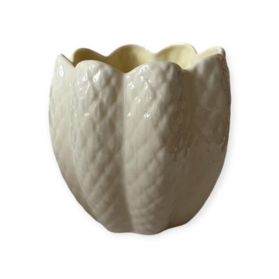 Belleek Ireland Porzellan Basketweave Vase Mark 3 Kleeblatt 11 cm weiß Vintage