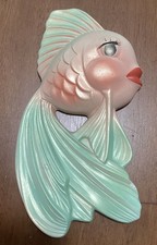 Vintage Anthropomorphic 1964 Miller Studio Chalkware Pastel Fish Wall Art Decor