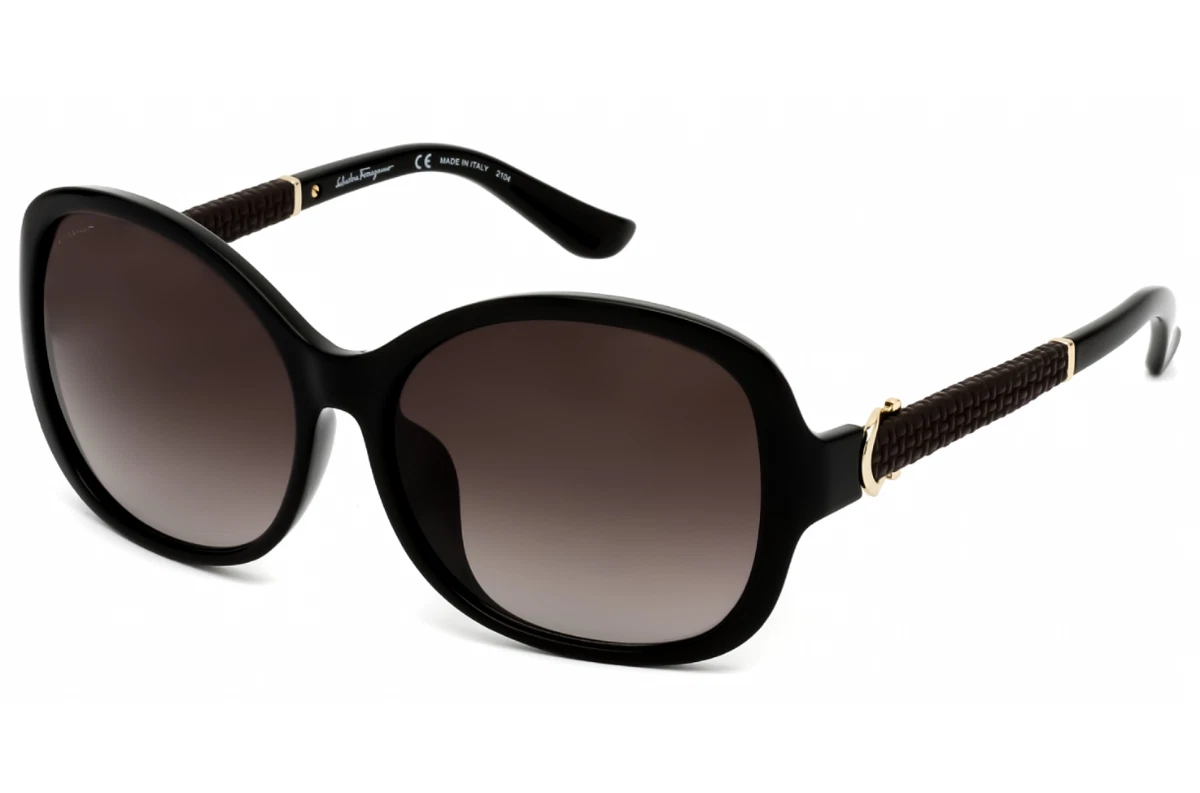 Salvatore Ferragamo Black Oval Sunglasses for Women for sale  display picture 2