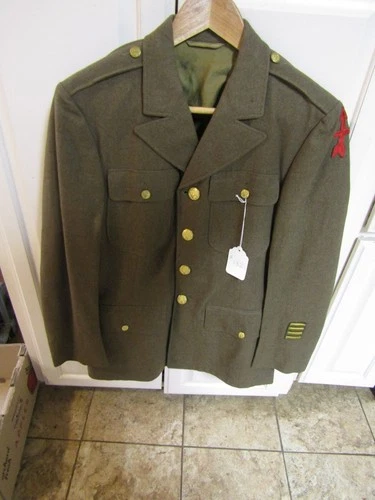 VINTAGE MILITARY JACKET COAT WW2 32ND INFANTRY DIVISION SERVICE STRIPES #7