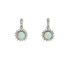 925 Solid Silver Synthetic Opal Round Stud Dangly Earrings AE20272CZ/OP Boxed