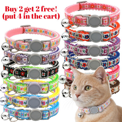 Katzenhalsband Reflektierend Sicherheit Abreißbar Verstellbar Kätzchenhalsband mit Glocke GÄNSEBLÜMCHEN