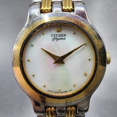 Citizen Elegance Watch Women 23mm MOP Dial Two Tone Round 3220