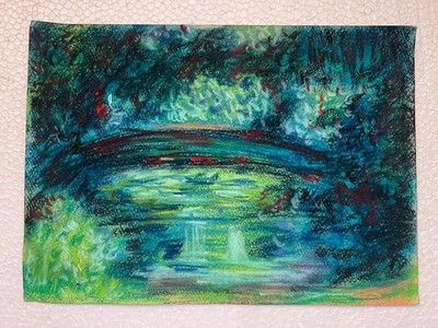 CLAUDE MONET drawing and painting on old paper signed stamped vintage