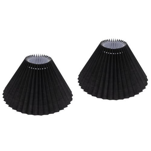 2 PCS Fabric Lampshade for Table Pleated Lampshades Black Patterned - Picture 7 of 12