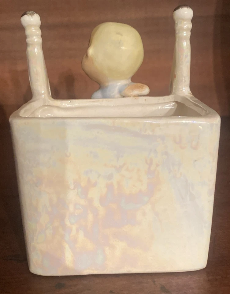 Vintage Relpo Baby & Duck on Stairs Planter Mid-Century Ceramic Figurine 1960s - Image 3 of 4